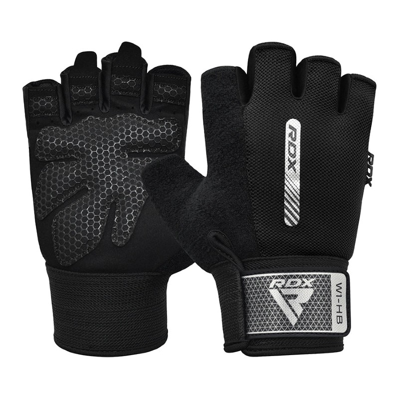 RDX Sports W1 Padded Half-Finger Weightlifting Gym Gloves (Black)